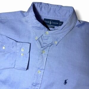 Ralph Lauren Powder Blue Cotton 17/34-35 Yarmouth Business Preppy Button Down Sh